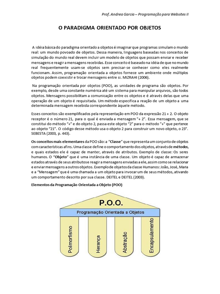 Fundamentos da Programação Orientada a Objetos | PDF | Classe ...