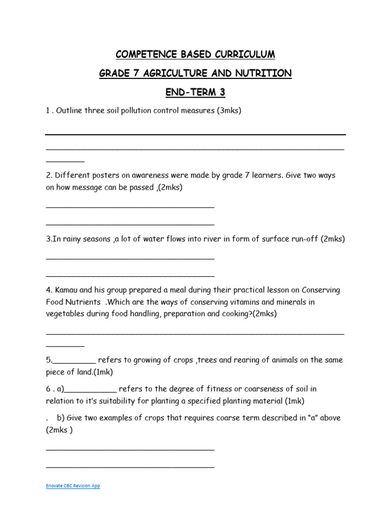 Grade 7 Agriculture and Nutrition | PDF | Nutrition | Diet & Nutrition