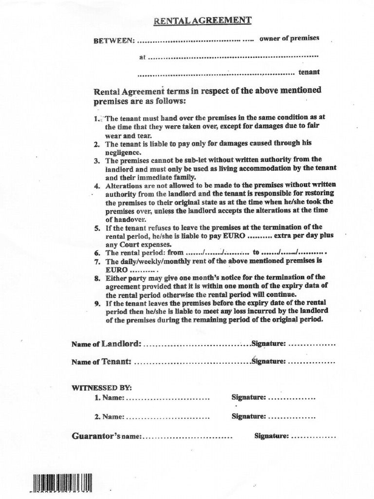 Rental Agreement English | PDF