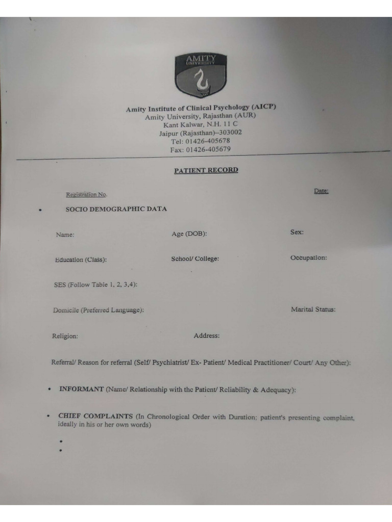 Case History - Long Form | PDF