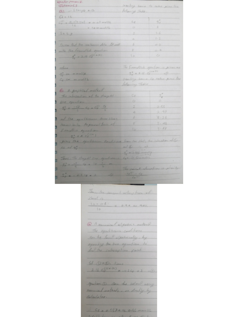 Separation Processes II - Tutorial 3 (Solutions) | PDF