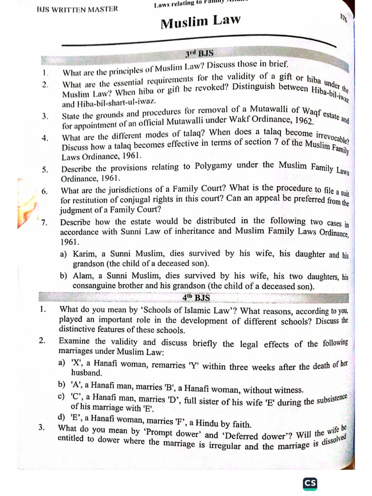 Muslim Family Law Overview | PDF | Marriage | Sharia