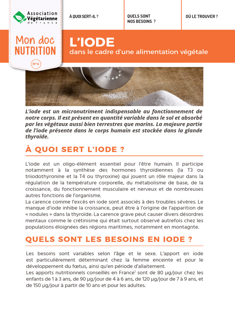 Besoins en iode pour une alimentation végétale | PDF | Iode | Thyroïde