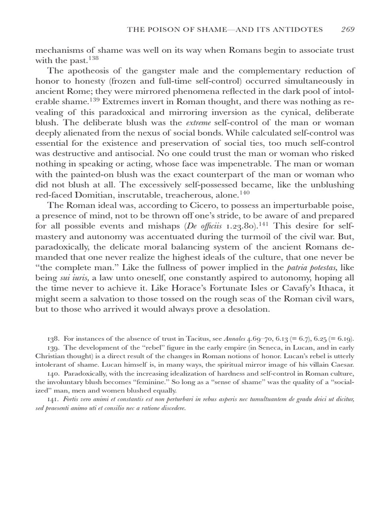 Roman Shame and Self-Control Dynamics | PDF
