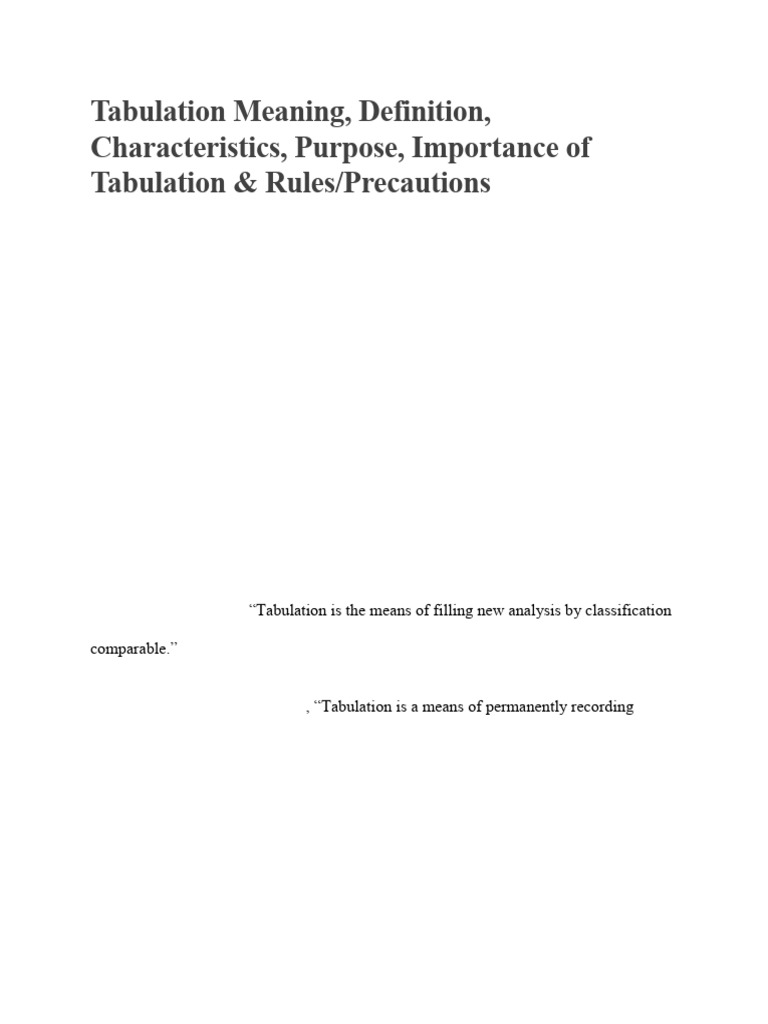 Understanding Tabulation in Research | PDF | Information | Definition