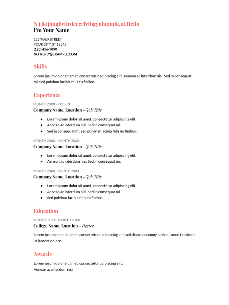 Professional Resume Template | PDF