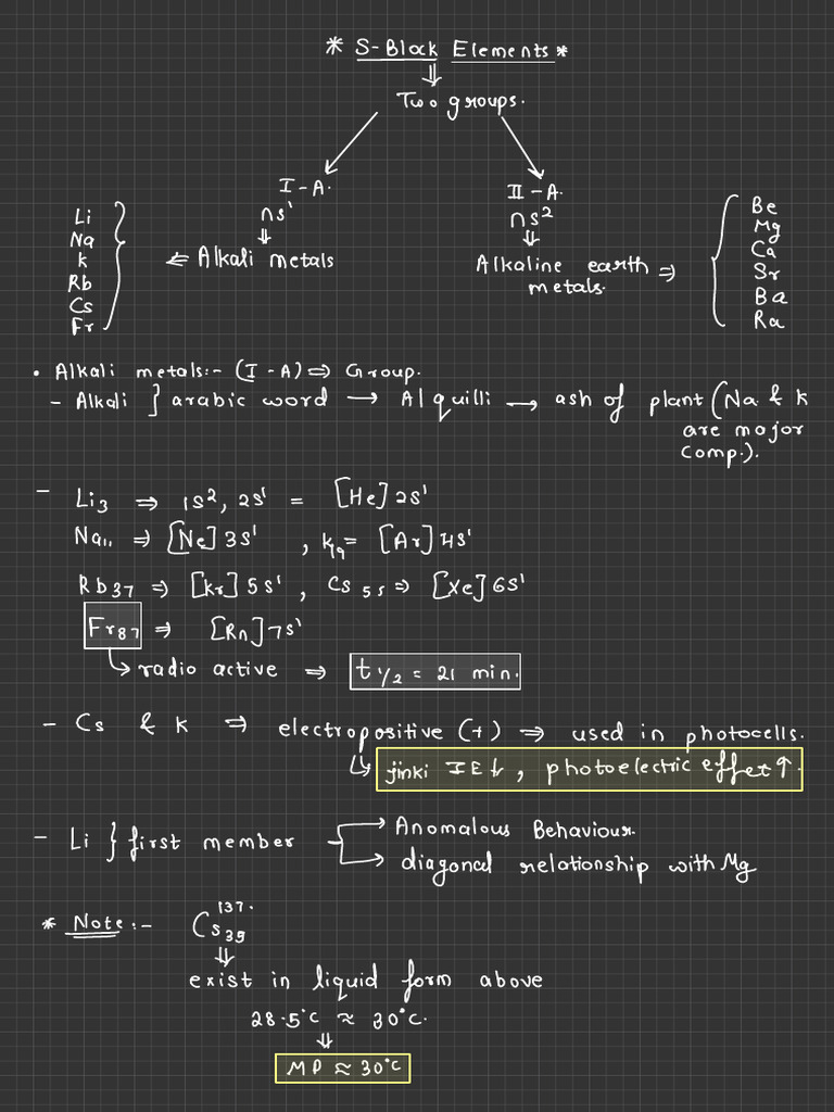 S Block | PDF | Metallic Elements | Chemical Substances