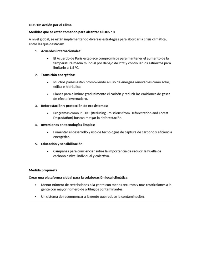 Estrategias para el ODS 13: Clima | PDF | Mitigación del cambio ...