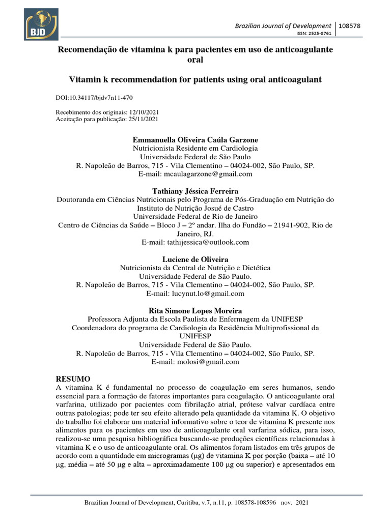 Recomendacao de Vitamina K para Paciente | PDF | Vitamina