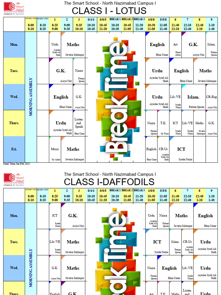 Final Term Schedule Jan-Feb 2025 | PDF | Ali | Life Of Muhammad