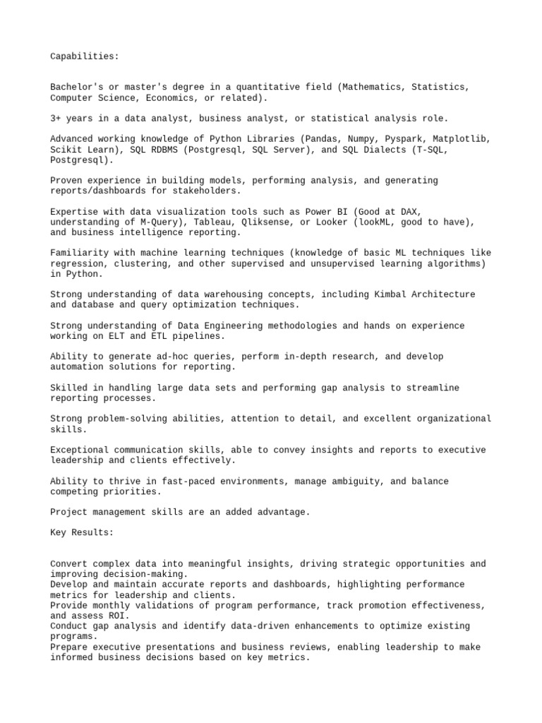 Data Analyst Role Requirements and Insights | PDF