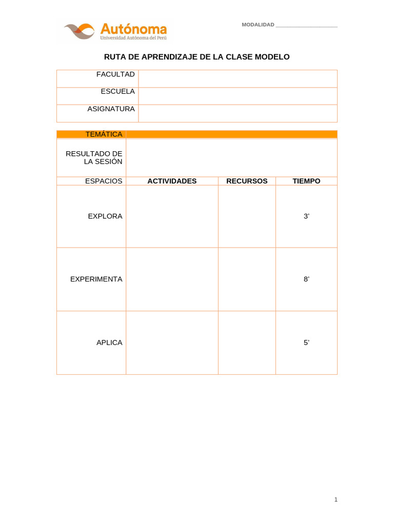 Ruta de Aprendizaje en Clase Modelo | PDF