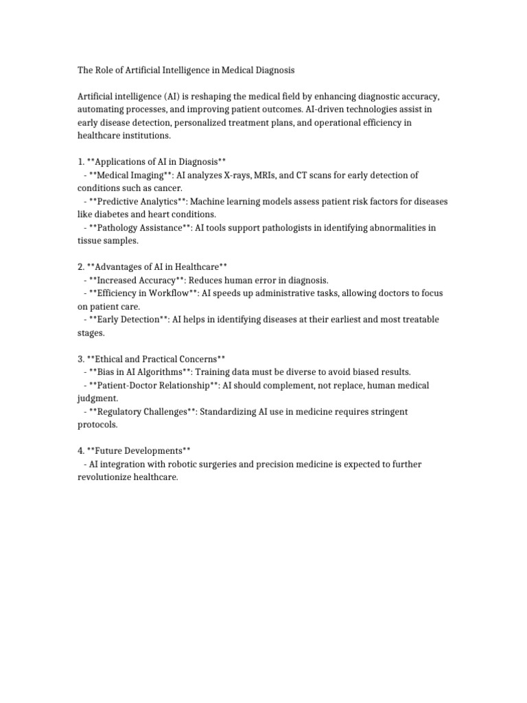 AI's Impact on Medical Diagnosis | PDF