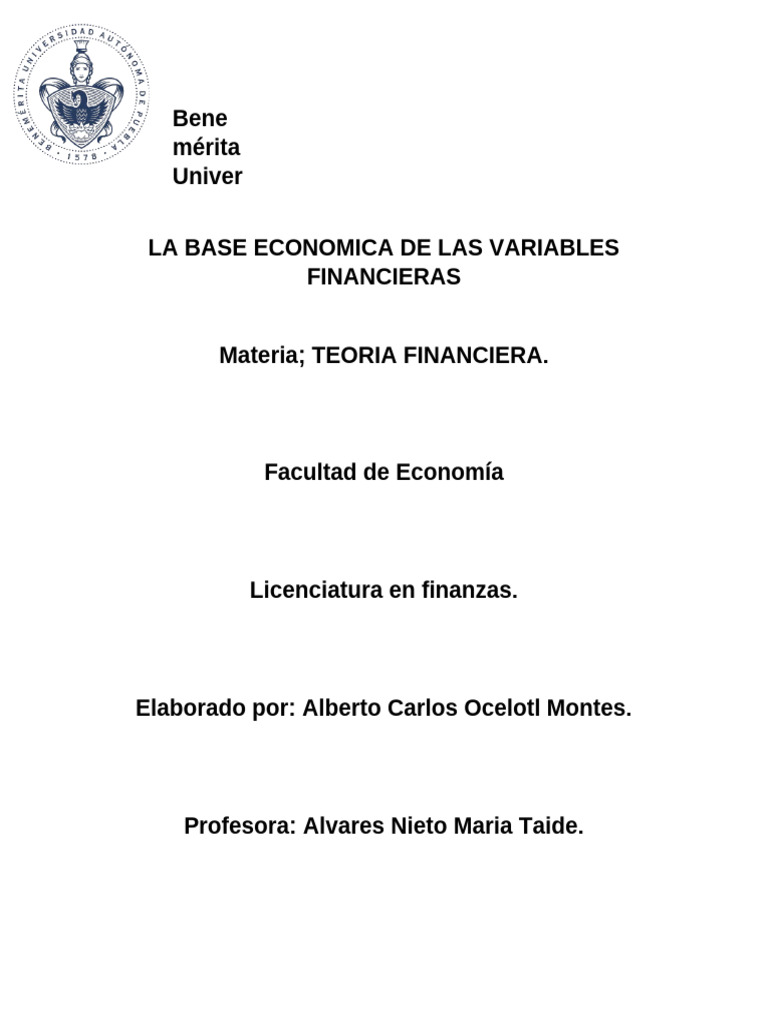 Variables Financieras y su Base Económica | PDF | Contabilidad | Hoja ...