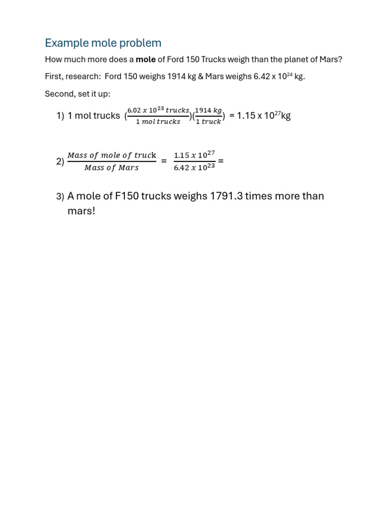 Example Problem For Mole Project | PDF