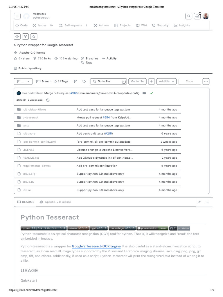 Madmaze - Pytesseract - A Python Wrapper For Google Tesseract | PDF ...