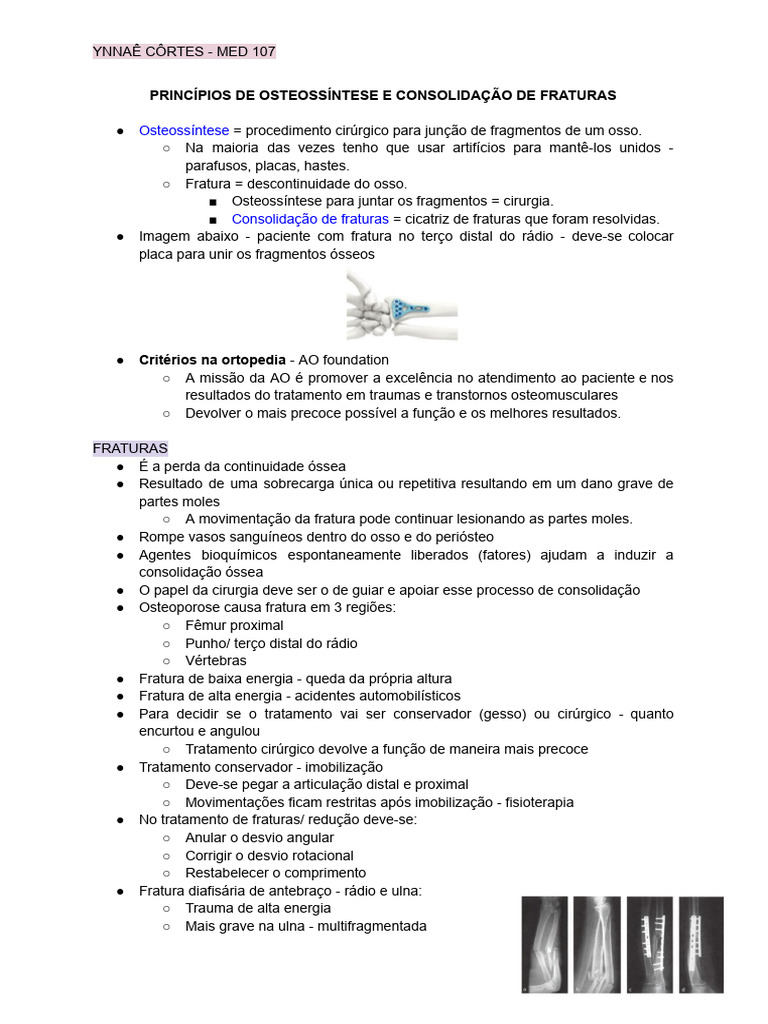 Osteossíntese e Consolidação de Fraturas | PDF | Sistema Locomotor