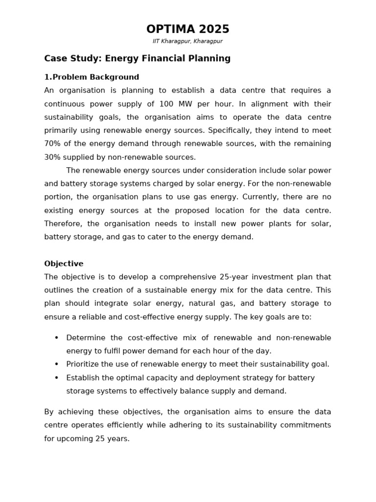 Sustainable Energy Plan for Data Centre | PDF | Renewable Energy | Data ...