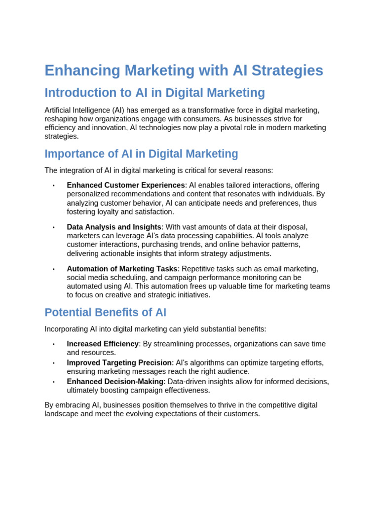 AI Strategies for Digital Marketing Success | PDF | Artificial ...