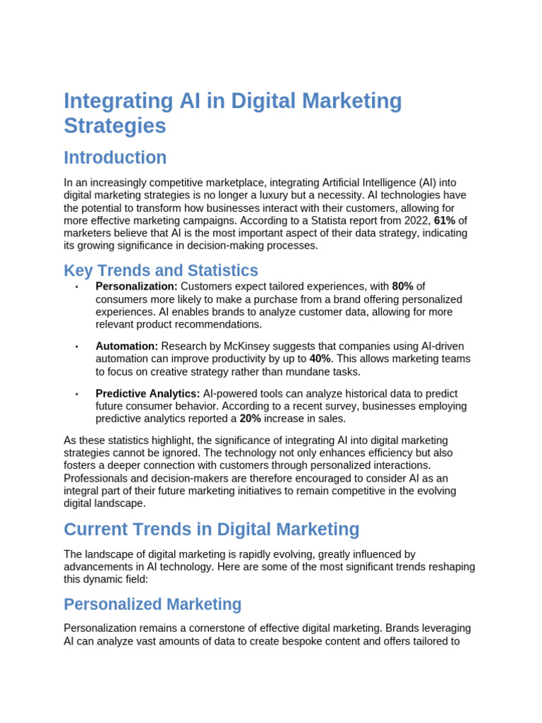 AI Integration in Digital Marketing Strategies | PDF | Digital ...