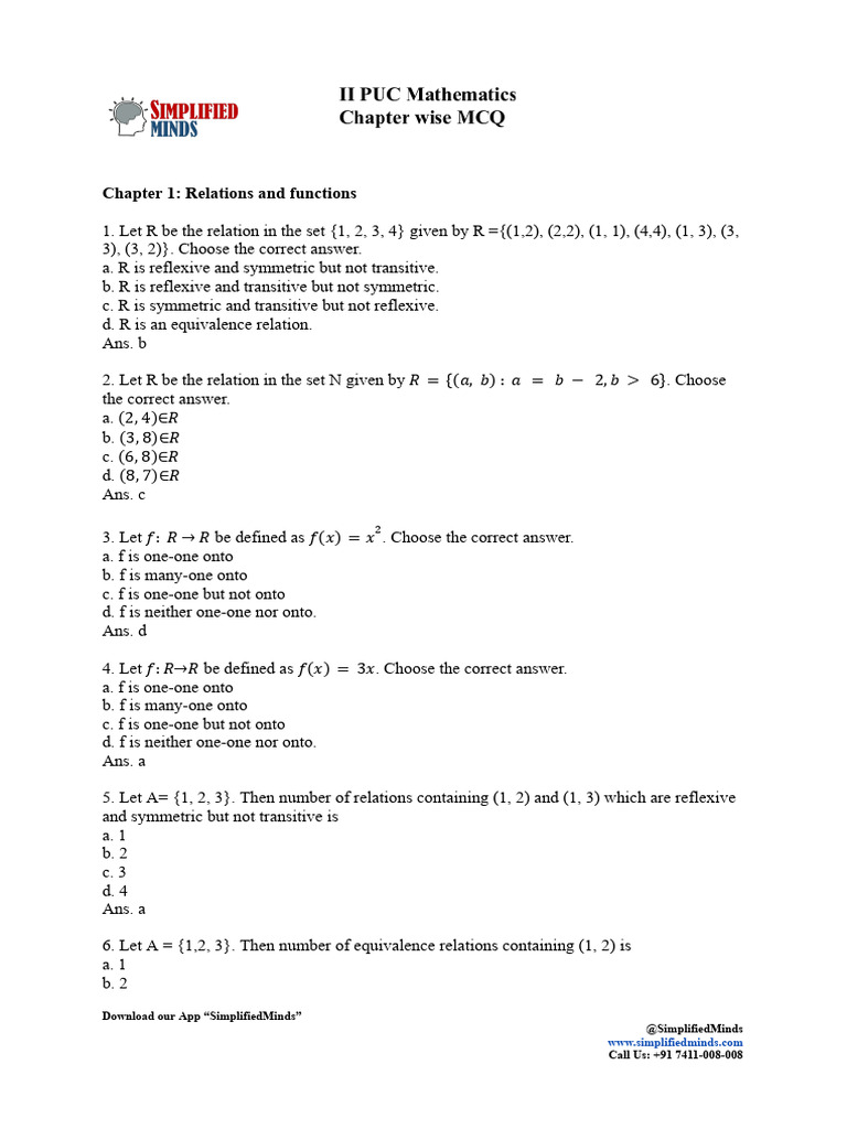 Chapter 1 Relations and F | PDF | Mathematical Physics | Mathematical ...