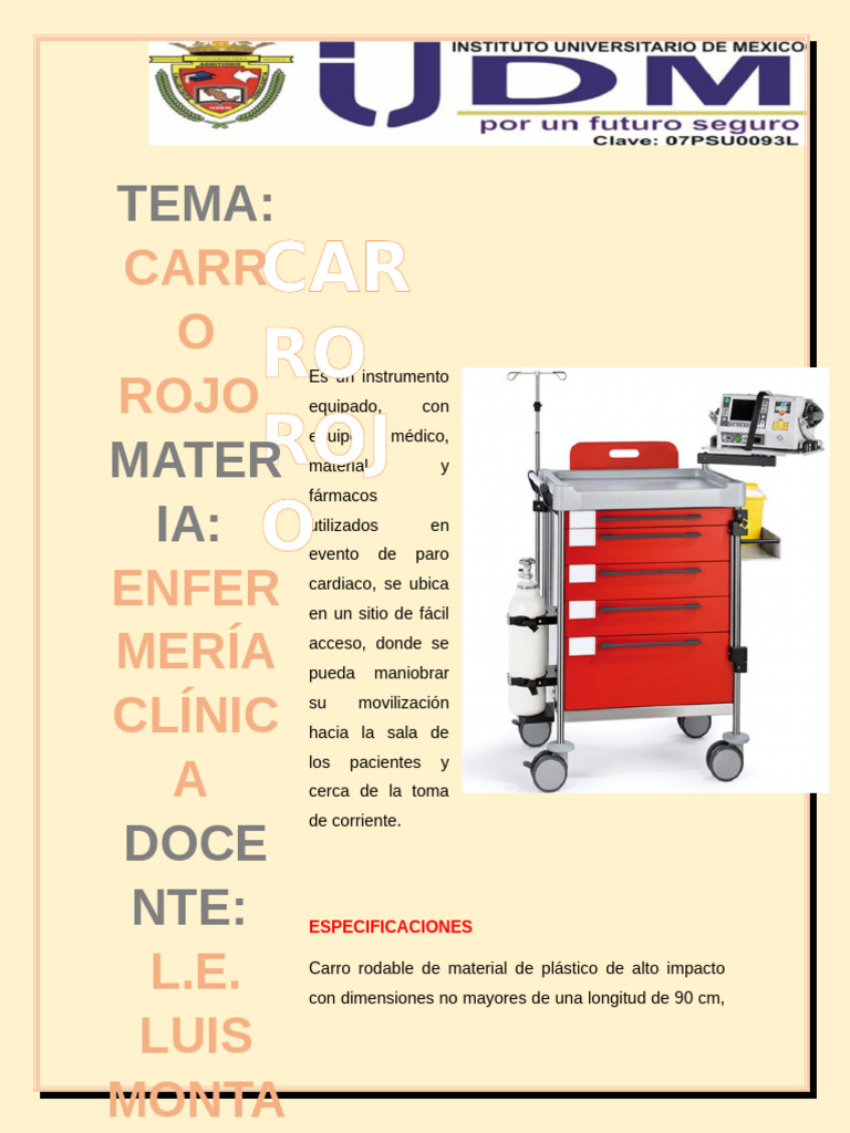 Especificaciones del Carro Rojo Médico | PDF | Reanimación ...