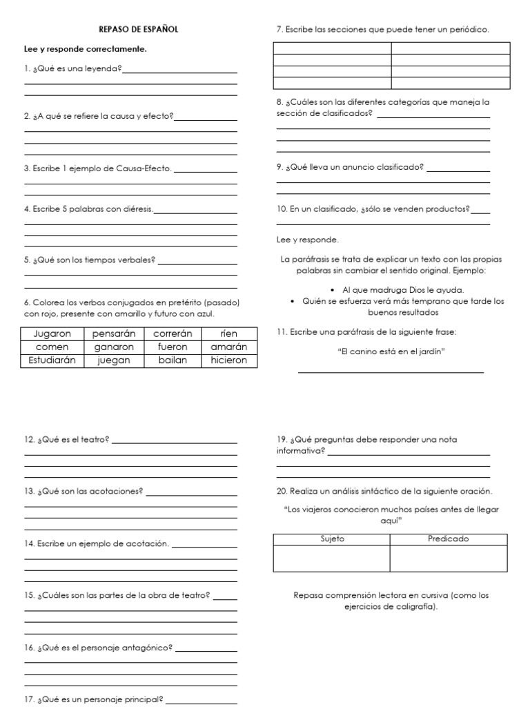 Cuadernillo de Repaso Exmenes 2do Trimestre 3a | PDF