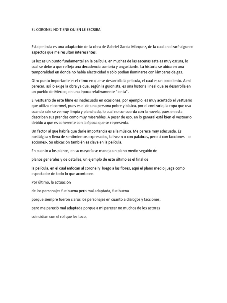 El Coronel No Tiene Quien Le Escriba | PDF
