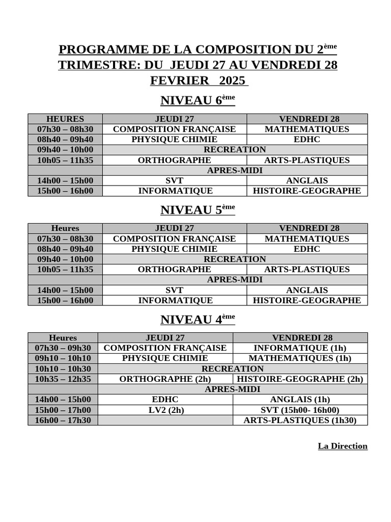 Programme De Composition 2e Trimestre PDF