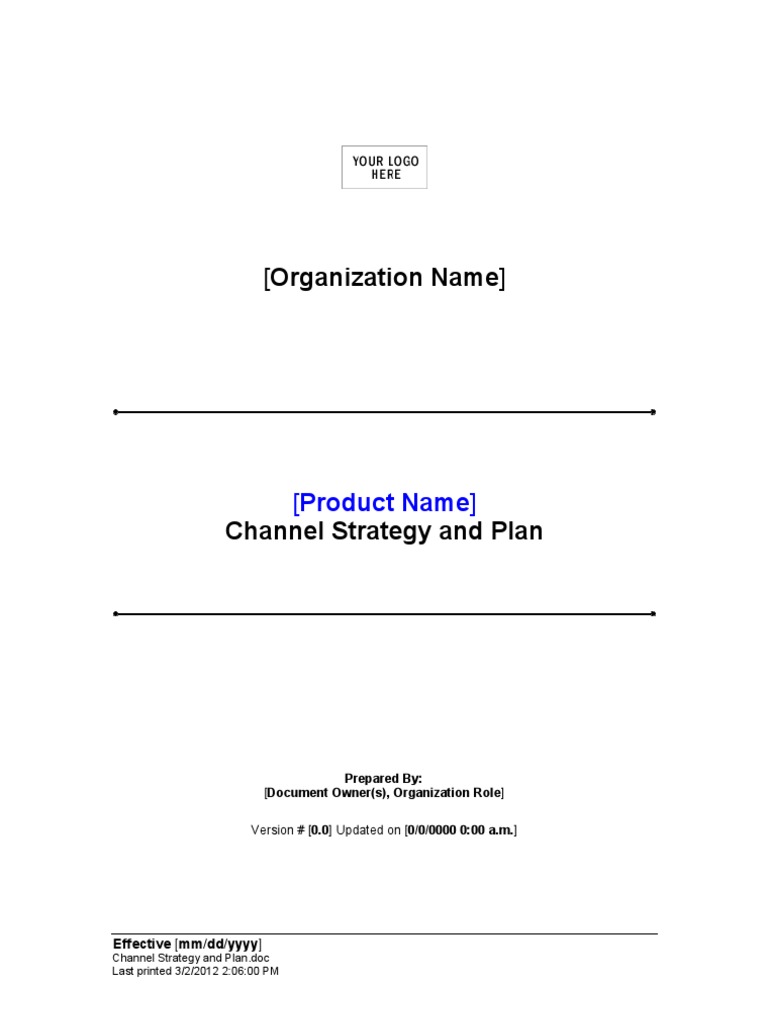 Channel Strategy and Plan Template | PDF | Direct Marketing | Sales