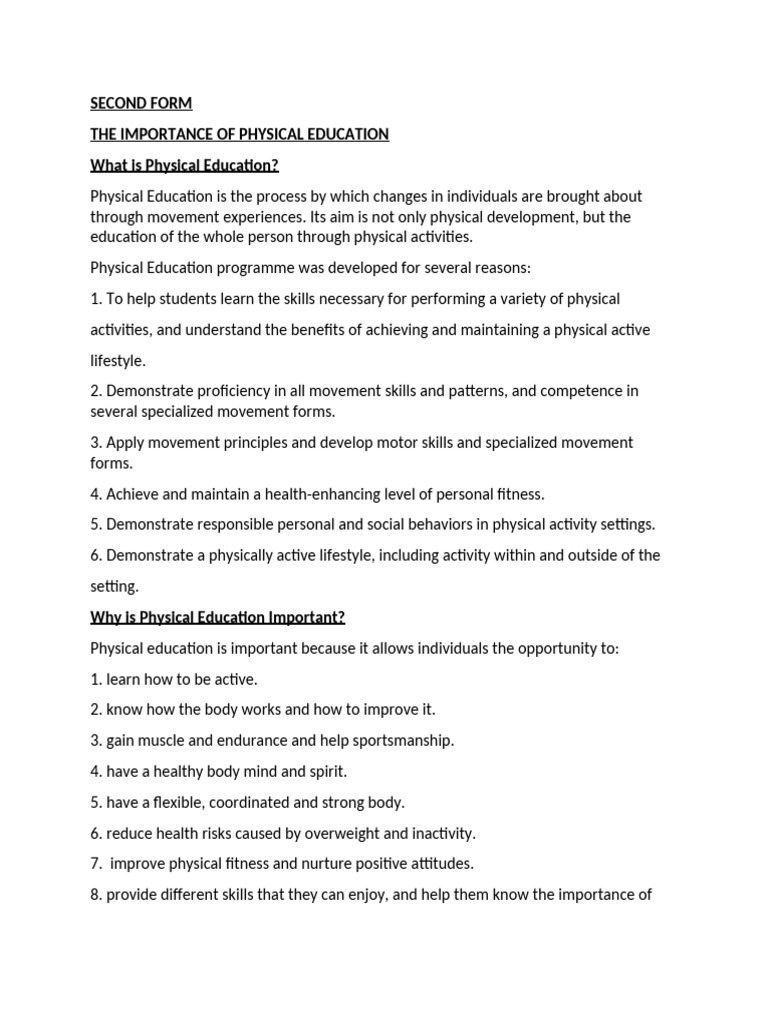 Importance of Physical Education | PDF | Association Football ...