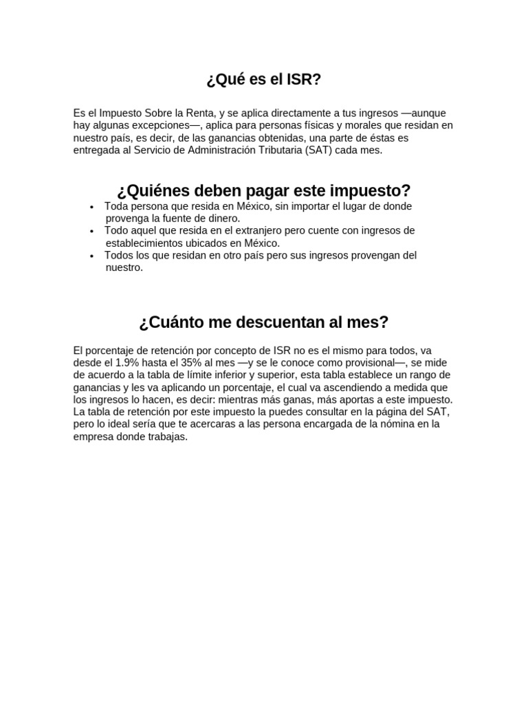 Guía sobre el Impuesto Sobre la Renta en México | PDF