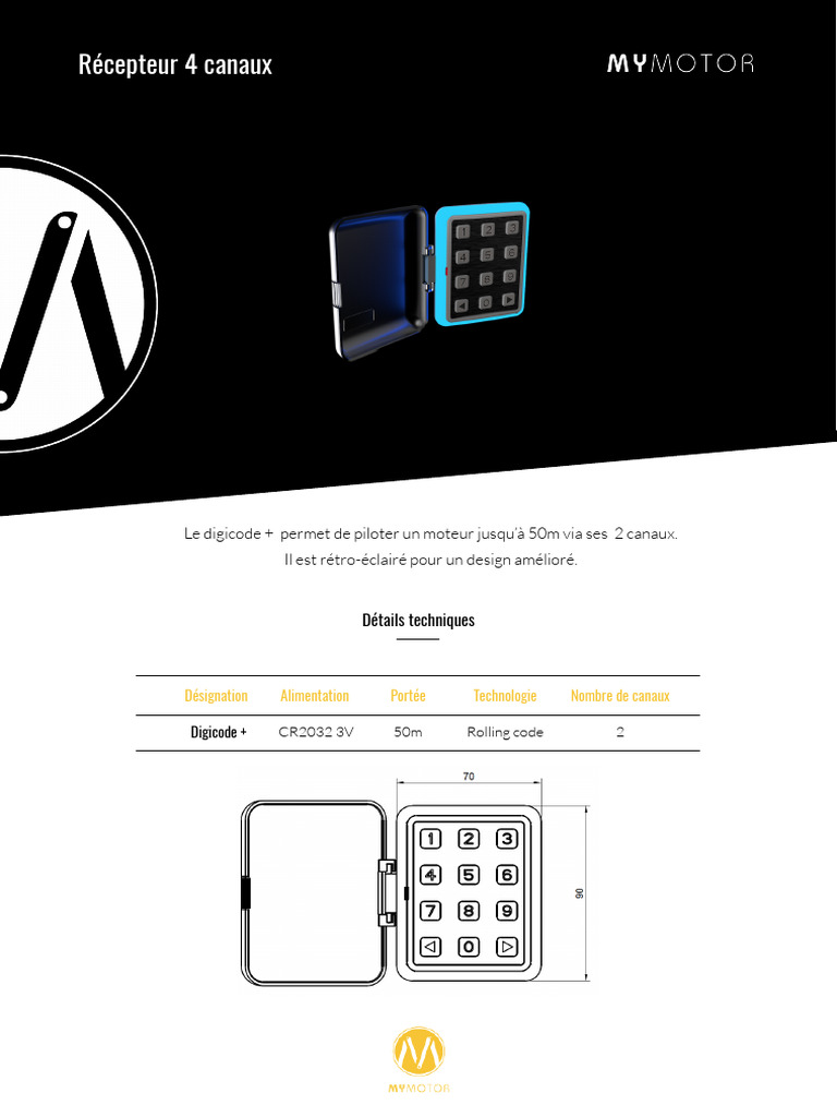 Récepteur Digicode 4 Canaux 50m | PDF