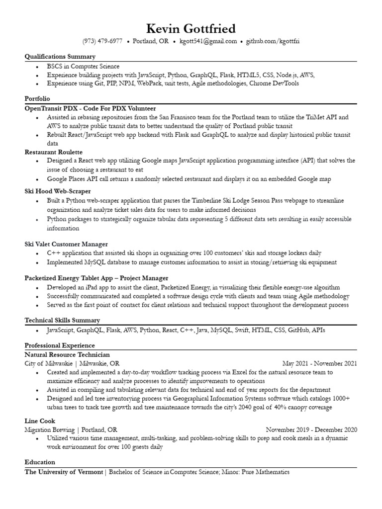 Kevin Gottfried: Software Developer Profile | PDF | Mobile App | Web ...