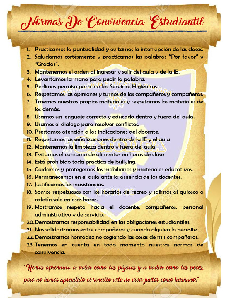 Normas de Convivencia Escolar | PDF