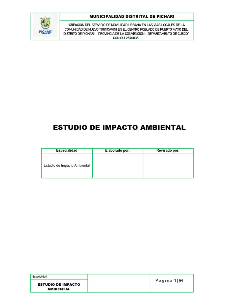 Estudio de Impacto Ambiental | PDF | Residuos | Evaluación de impacto ...