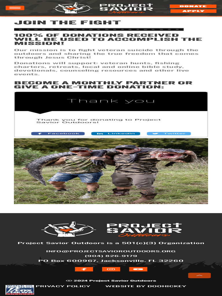 Donate - Project Savior Outdoors | PDF