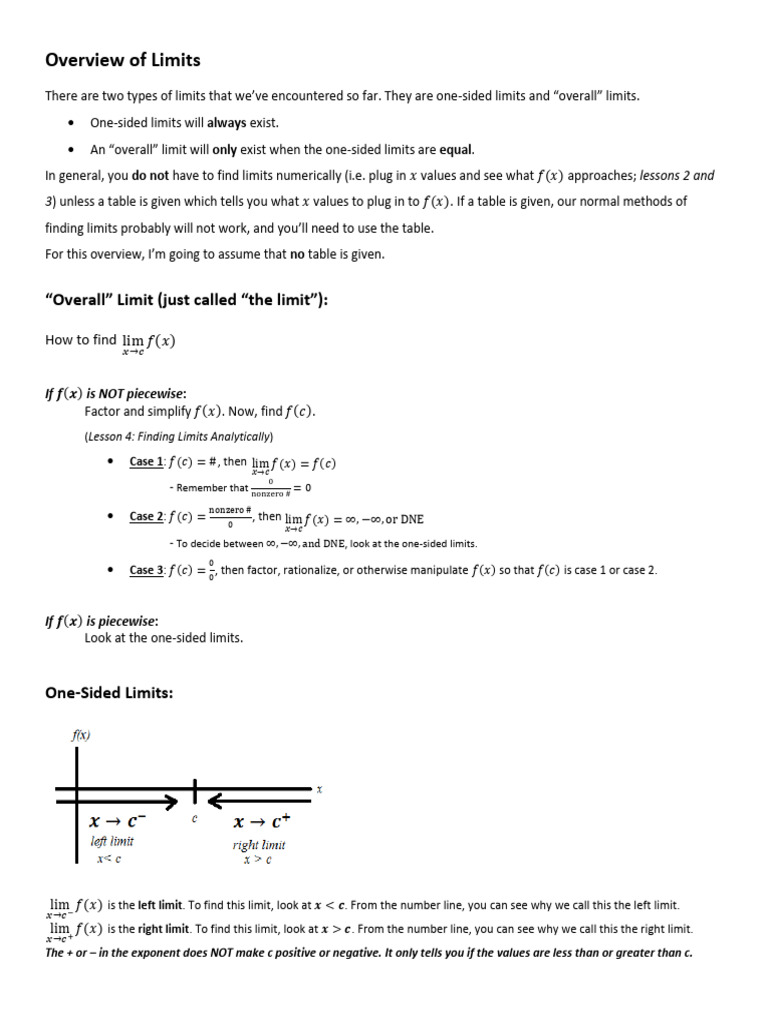 Understanding One-Sided and Overall Limits | PDF | Infinity | Mathematics
