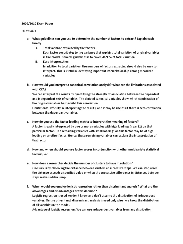 Pastyear Exam Answer | PDF | Regression Analysis | Logistic Regression