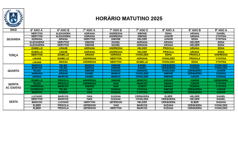 Horario Matutino 2025 - Matutno | PDF