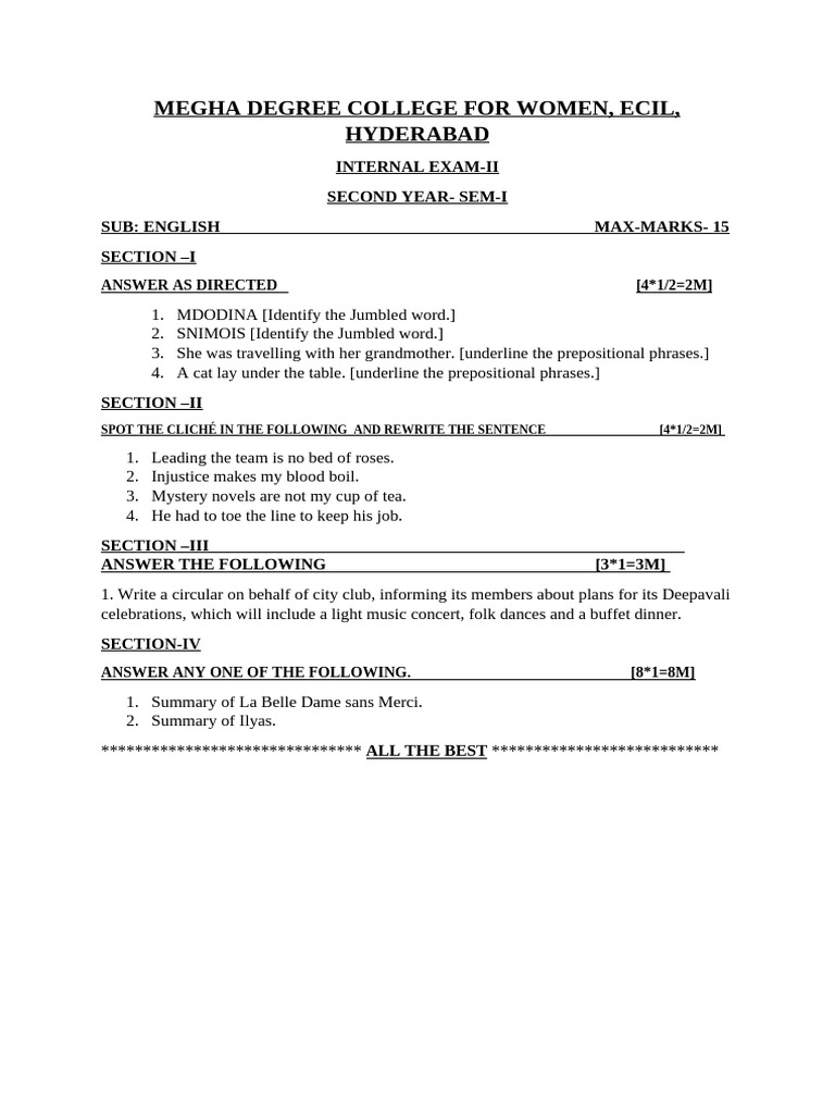 Second Year Second Internal | PDF
