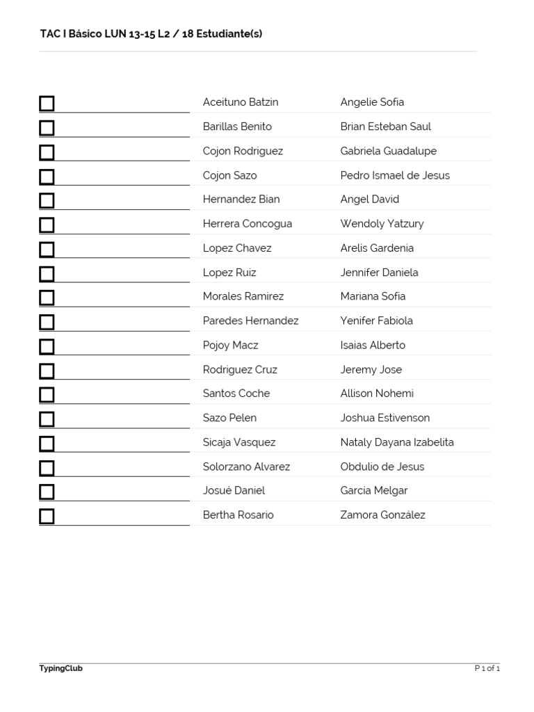 Signin - Roster - TAC I Básico LUN 13-15 L2 | PDF