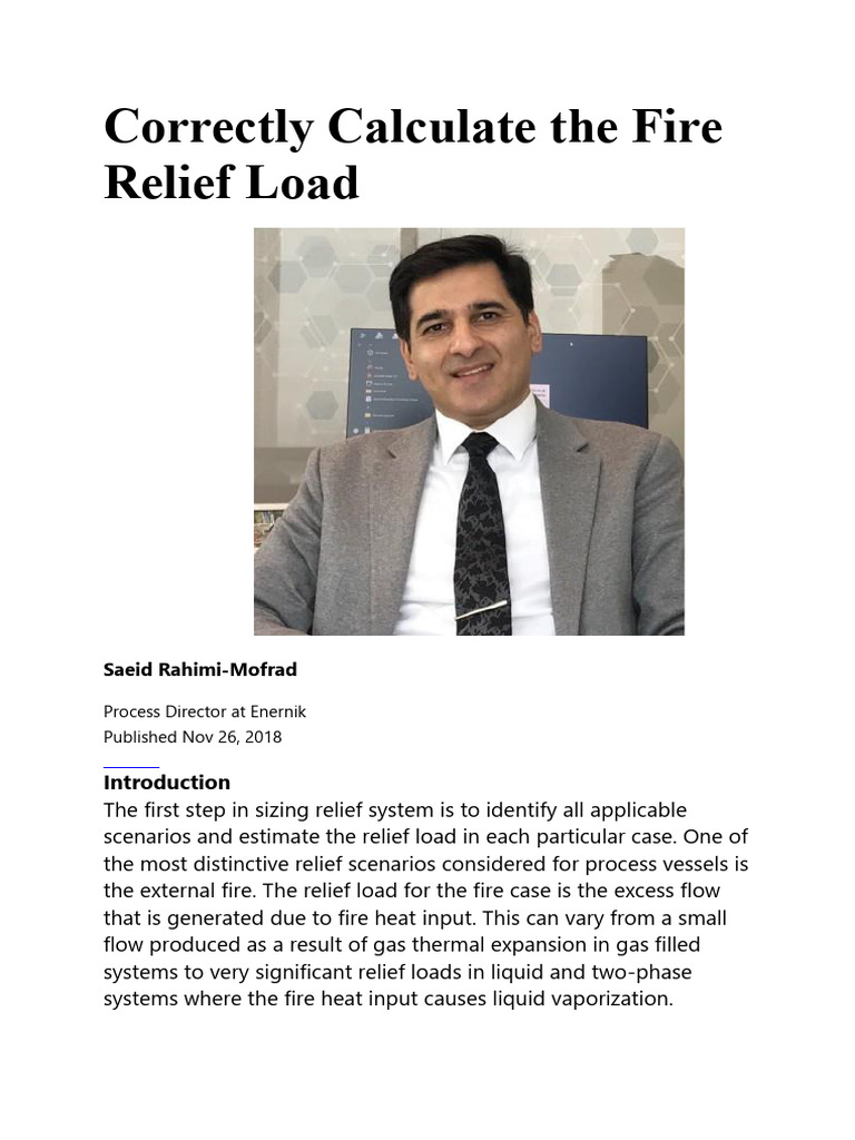 Fire Relief Load Calculation Guide | PDF | Liquids | Gases