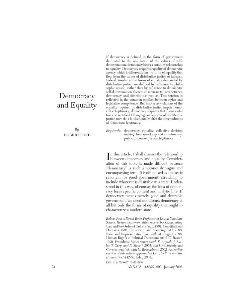 Democracy's Complex Ties to Equality | PDF | Egalitarianism | Democracy