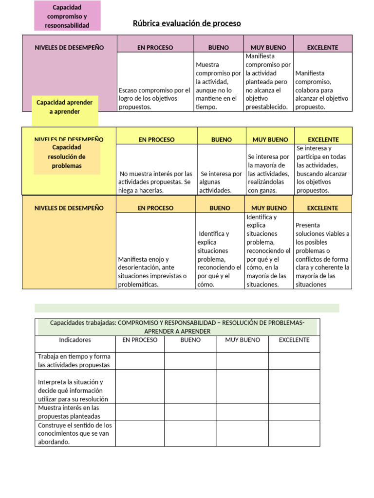 Rúbrica de Evaluación del Proceso Educativo | PDF | Cognición