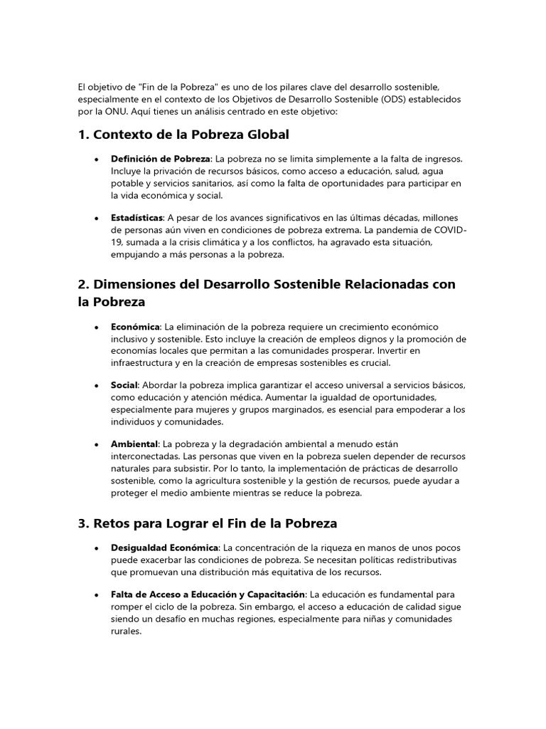 Fin de la Pobreza: Retos y Oportunidades | PDF | Sustentabilidad | Pobreza