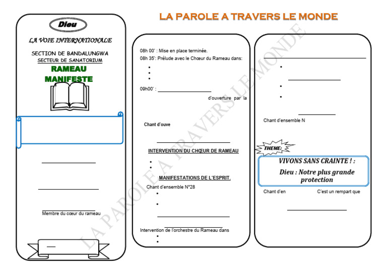 Programme du Service du 23 Février 2025 | PDF | Liturgie et culte chrétien