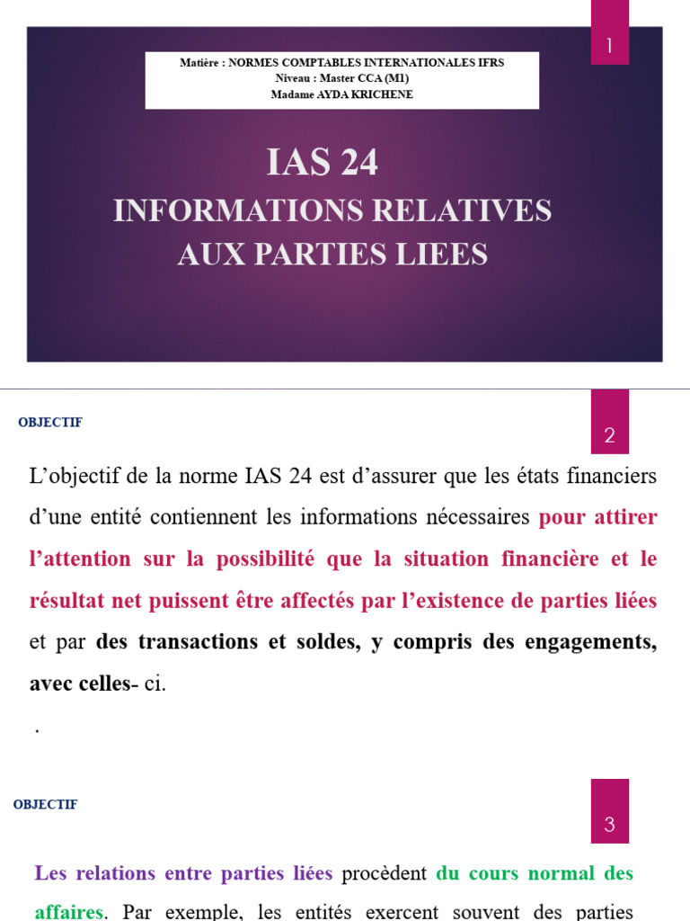 IAS 24 : Informations sur parties liées | PDF | Normes internationales ...