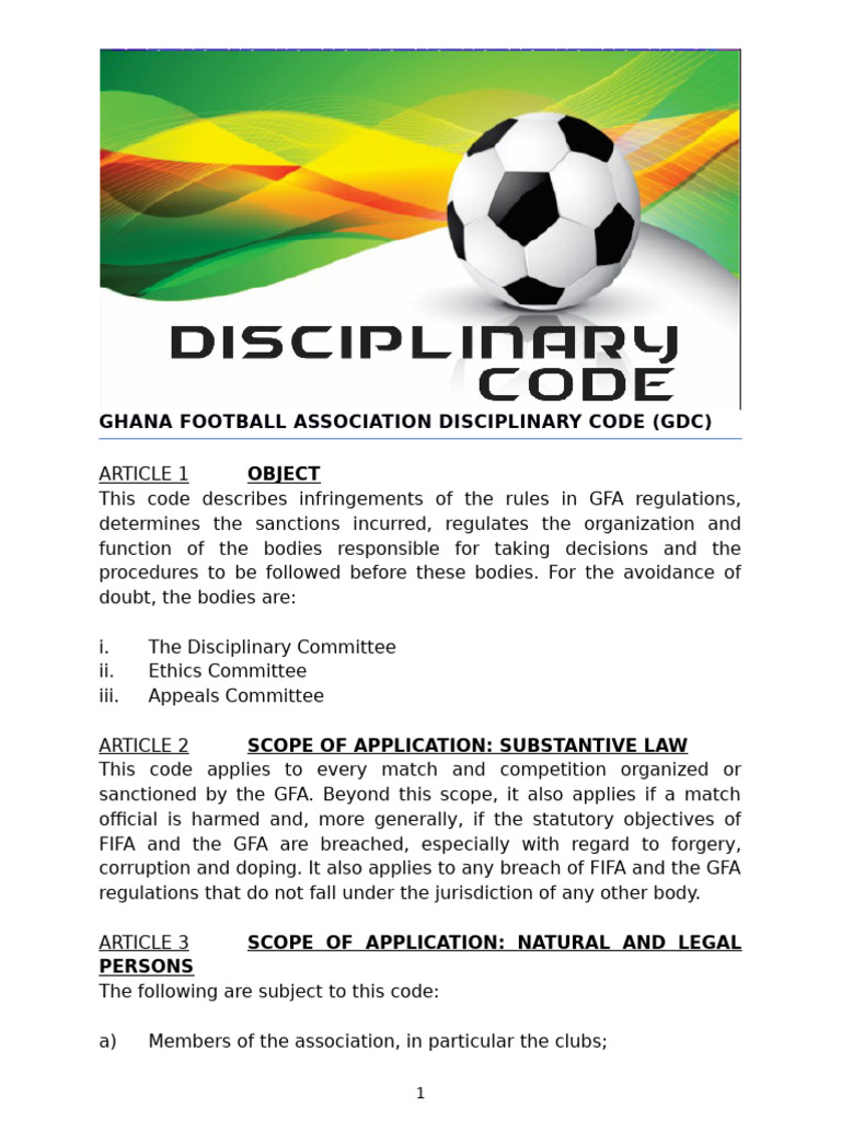 Ghana Football Association Disciplinary Code | PDF | Justice | Crime ...