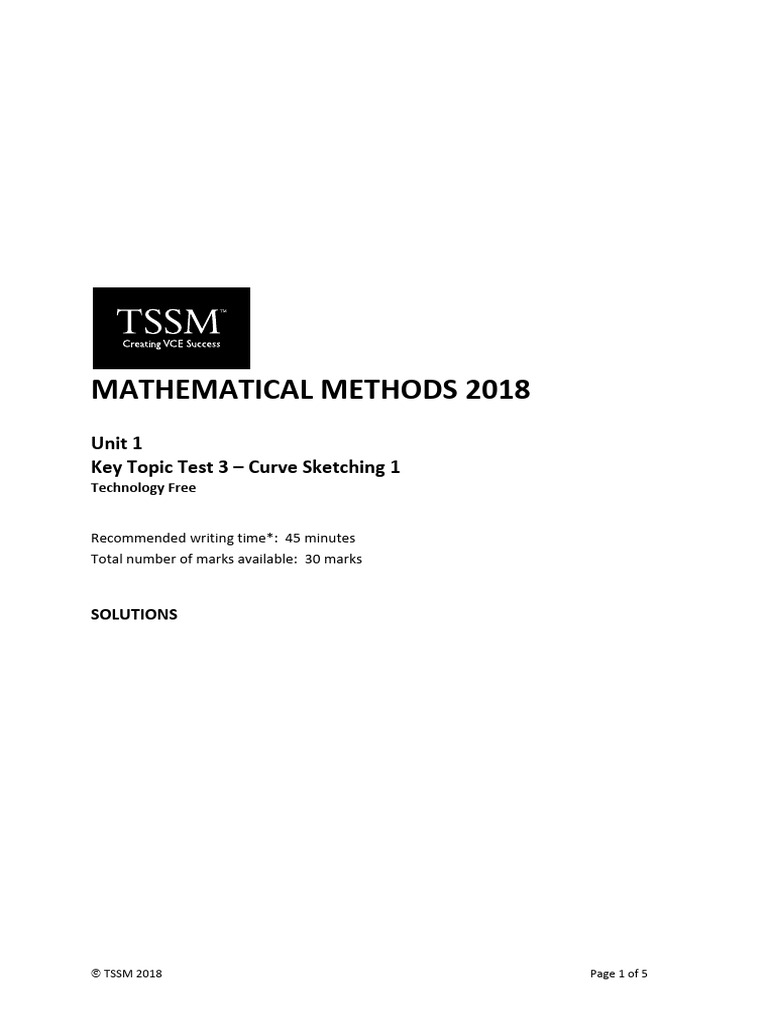 2018 Methods Exam 1 Solutions | PDF | Mathematics | Equations